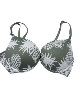 PINK Victoria's Secret Olive Green Pineapple Print T-Shirt Bra